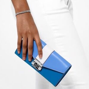 MICHAEL KORS Whitney Oxford Multi Two-Tone Large Leather Chain Wallet/Clutch EUC